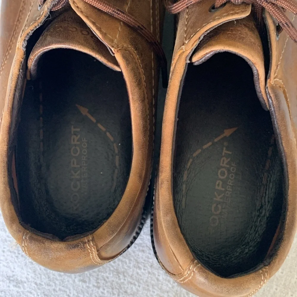 Rockport men’s Oxford lace up loafers waterproof brown leather size 9